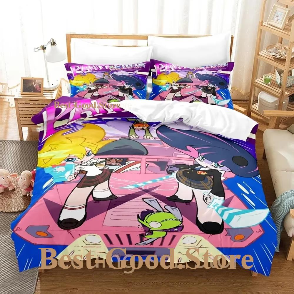 Panty And Stocking Bedding Set Single Twin Full Queen King Size Bed Set Adult Kid Bedroom Duvetcover Sets 3D Anime Bed Sheet Set