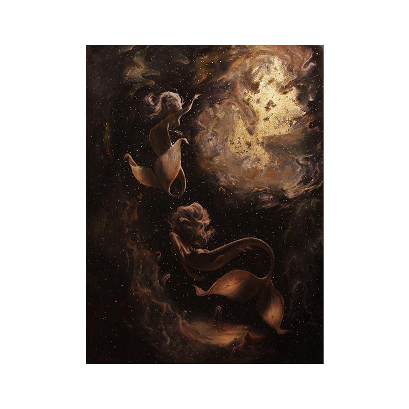 

Картина Фэнтези Русалка Печать на холсте Постер Винтажное настенное искусство Сирена в Эфире Абстрактная картина для гостиной Домашний декор Cuadros 60x90cm No Framed