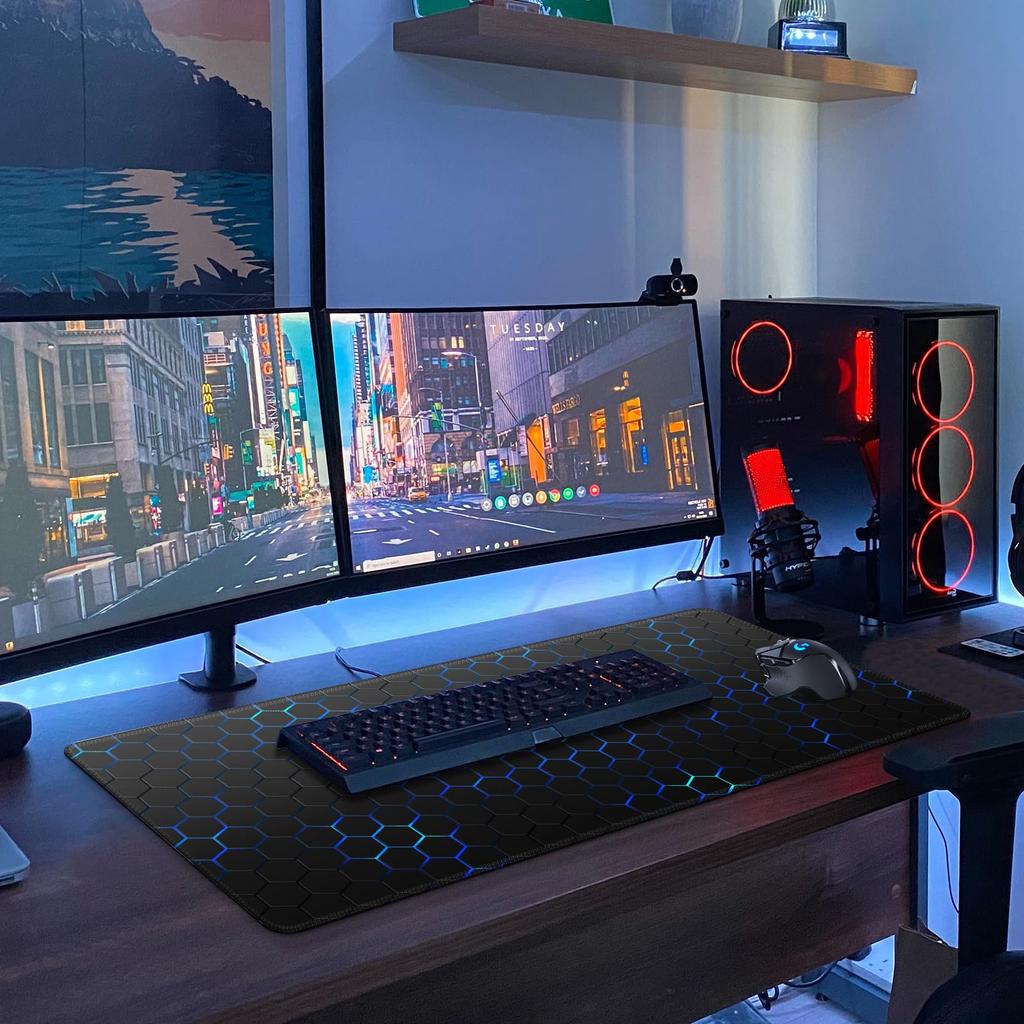 ICasso Mauspad Gaming Groß Skandinavischer Stil Schreibtischunterlage 90x40cm Wasserabweisend Leicht zu Reinigen Gummiunterlage Schreibtischunterlage für Arbeit Gaming Büro Rutschfest