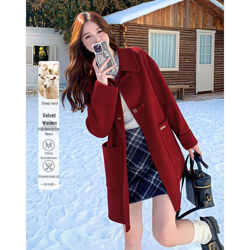 

Si Shui Nian Hua 2025 Зимнее женское шерстяное пальто M