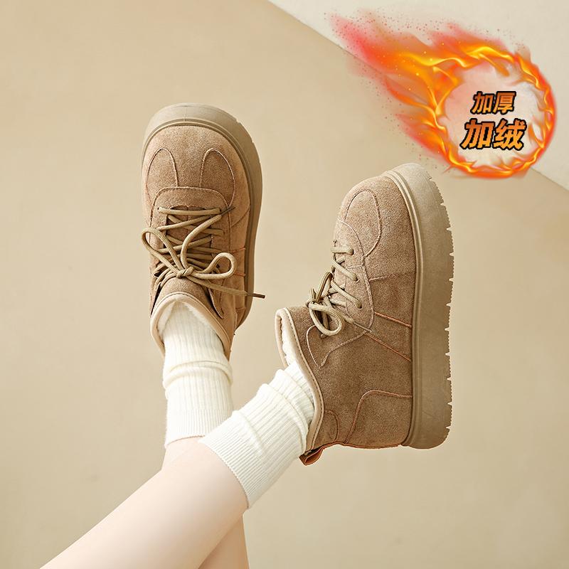 Fashion CRLAYDK Designer Women's Snow Boots Warm Fur Lined Big Toe Shoes Ankle Suede Platform Lace Up Outdoor Indoor Comfy Booties