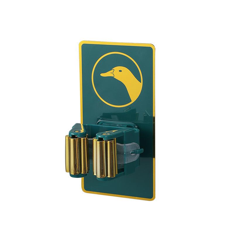 Adhesive Mop and Broom Holder, Wall Mounted Mop Organizer, Punch-Free Broom Gripper for Bathroom, Kitchen Storage