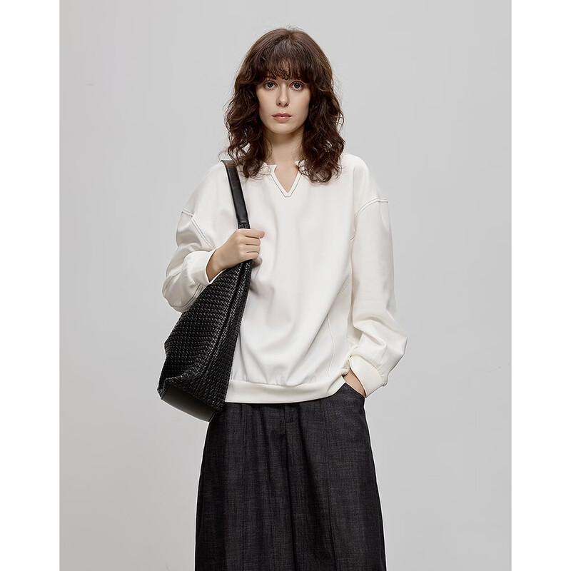 Demana Damen V-Ausschnitt Lässiger Lockerer Pullover