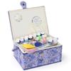 D&D Sewing Box, Sewing Kit, Large Capacity, Double Layer Storage, Sewing Accessory Storage Box 24*17.5*13cm (Large - Blue)
