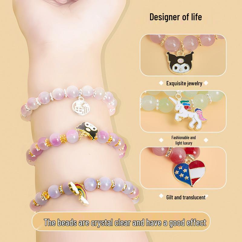Handmade DIY Beading Kit for Kids: Educational Bracelet & Necklace Craft Set with Glass Beads