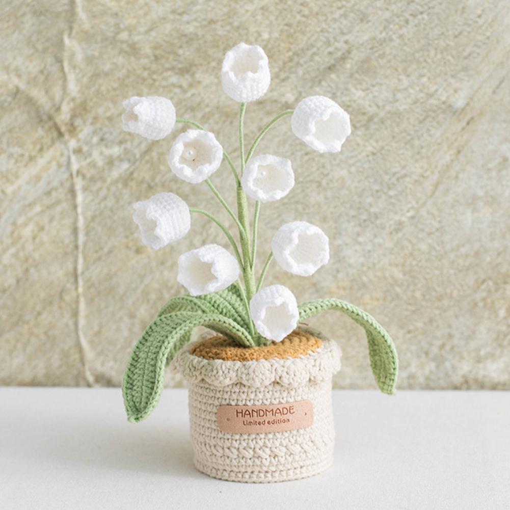 Knitted Flowers Decorations Decorative Crochet Flowers Potted Plants Knitted Artificial Flowers Gifts for Friends