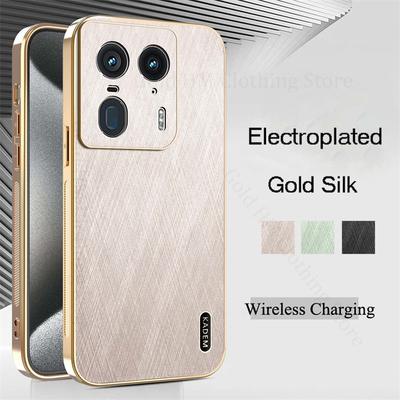 Για Motorola Edge 50 40 Neo Δερμάτινη Θήκη Τηλεφώνου με Υφή Μεταξιού σε Χρυσό Χρώμα, Επιμεταλλωμένη 6D Κάλυψη για Moto G85 G75 G55 G35 E14 E13