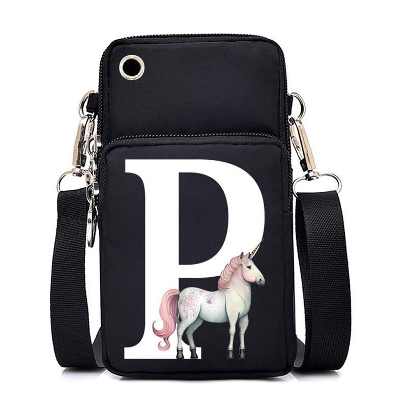 Unicorn Unicorn Letter Printing Black Oblique Span Bag Casual Portable Multi-Function Mobile Phone Bag