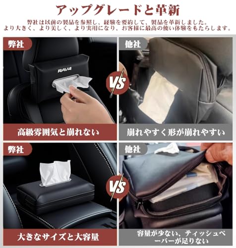 Car Tissue Case, Car Tissue Cover, Storage Box, Tissue Holder, Fits All Tissues, Custom Made, Leather Material, Waterproof, Easy to Install, Larg