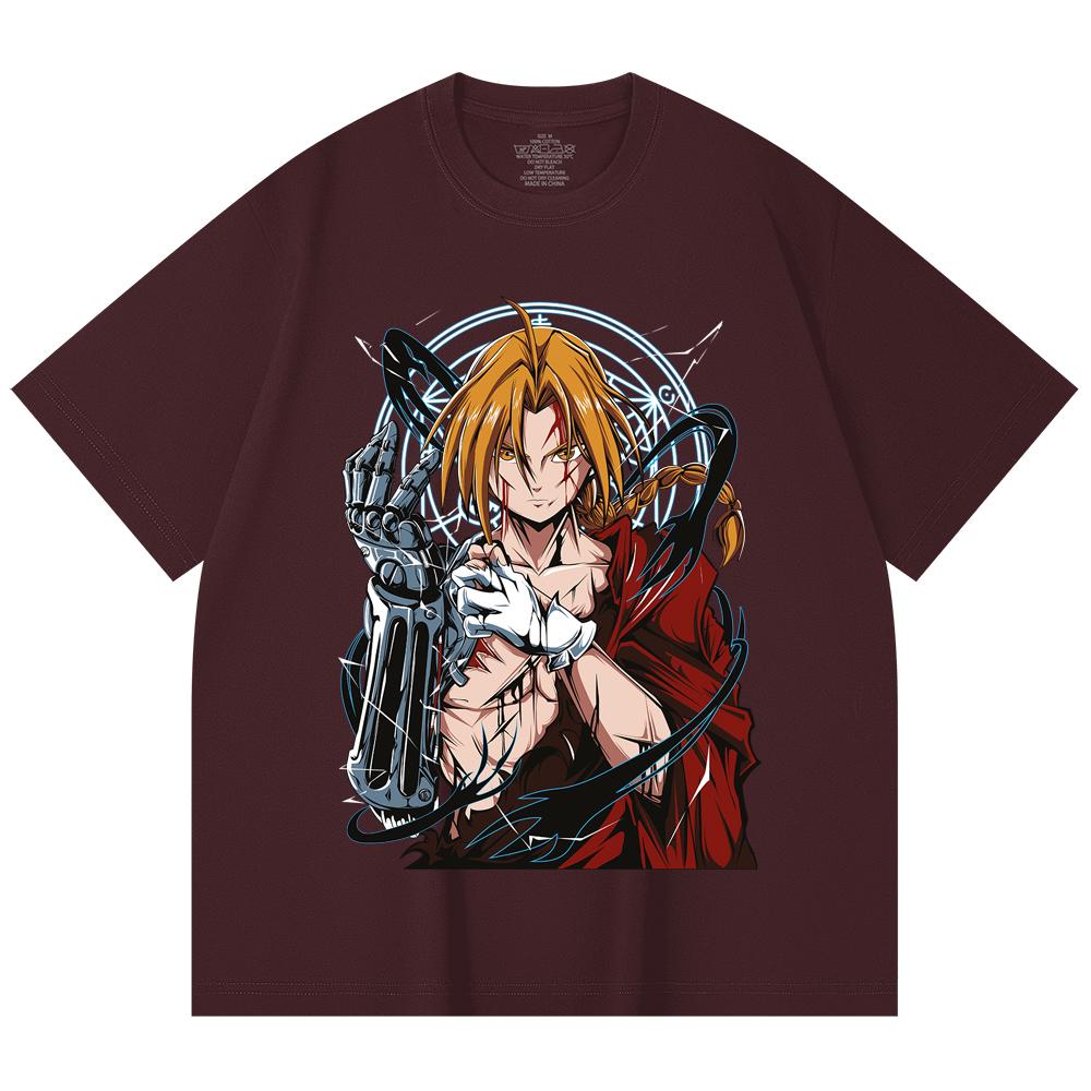 230 Gsm 100% Cotton Fullmetal Alchemist V6 Edward Print Unisex Heavy Cotton T Shirt