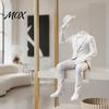 Sophisticated Room Accessories 3D Printed Sitting Gentleman Ornament, Minimalist Abstract Faceless Figurine, Figurine Aesthetic Art Sculpture for Home