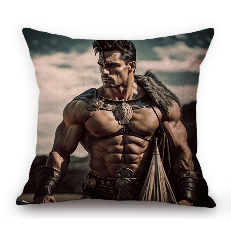 Sexy Hunk Jock Man Gladitor Hot Male Model Muscle Album Boyfriend Cotton Linen Home Decoration Sofa Pillow Case Cushion Cover