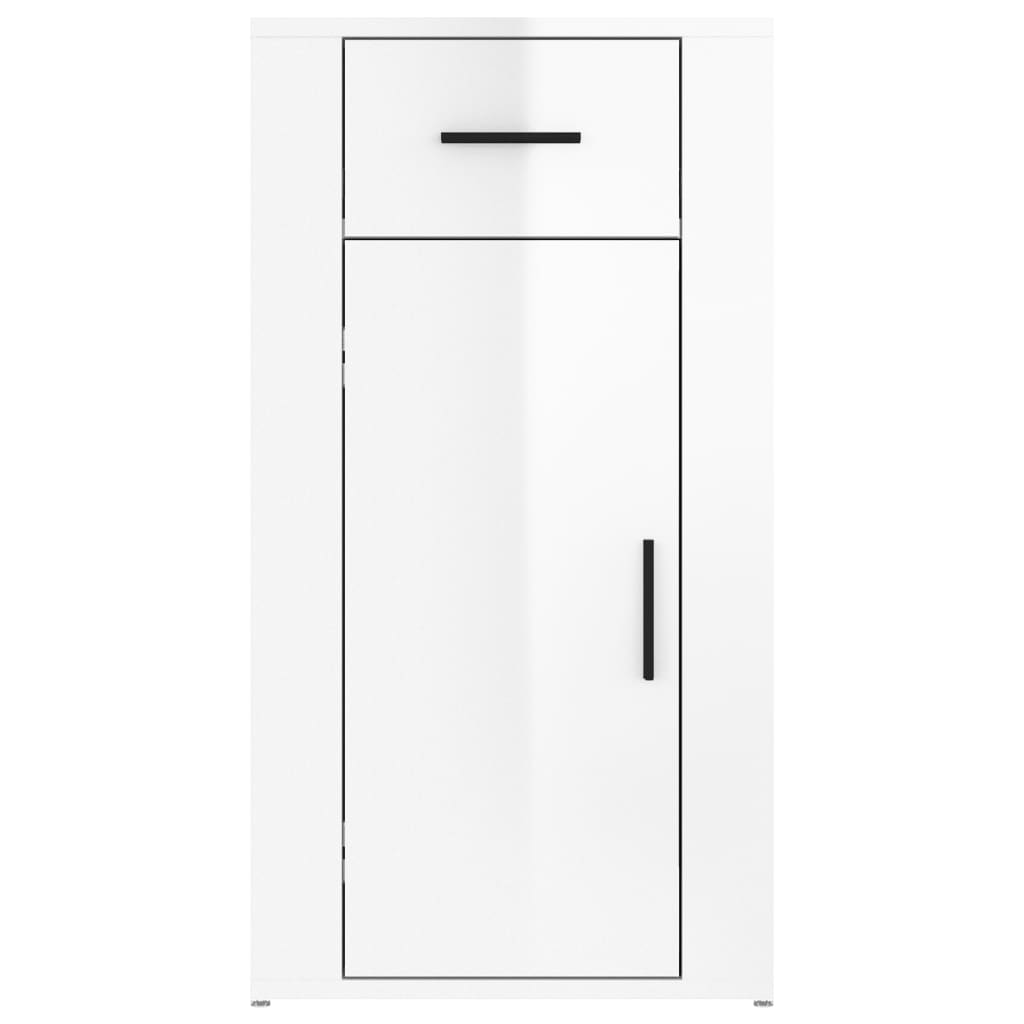 Office Cabinet High Gloss White 40 X 49 X 75 Cm Engineered Wood