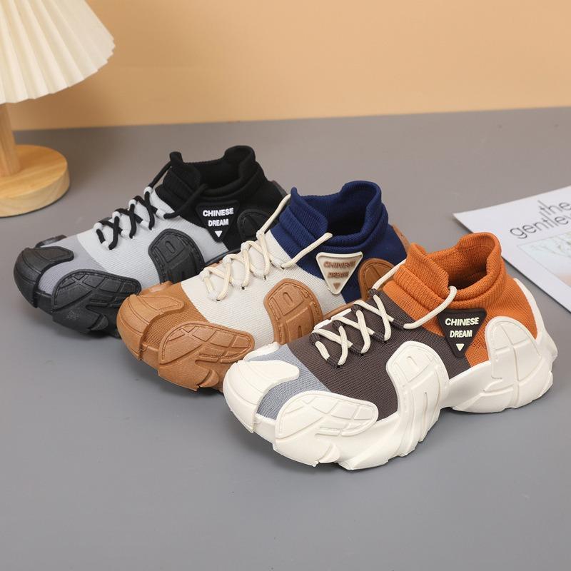 Men's shoes new thick-soled lightweight fly-woven socks casual shoes youth fashion couple sports shoes
