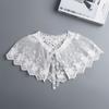 Elegant Embroidery False Collar Floral Lace Bowknot Lace-Up Scarf Detachable Chiffon Pleated Collar Women