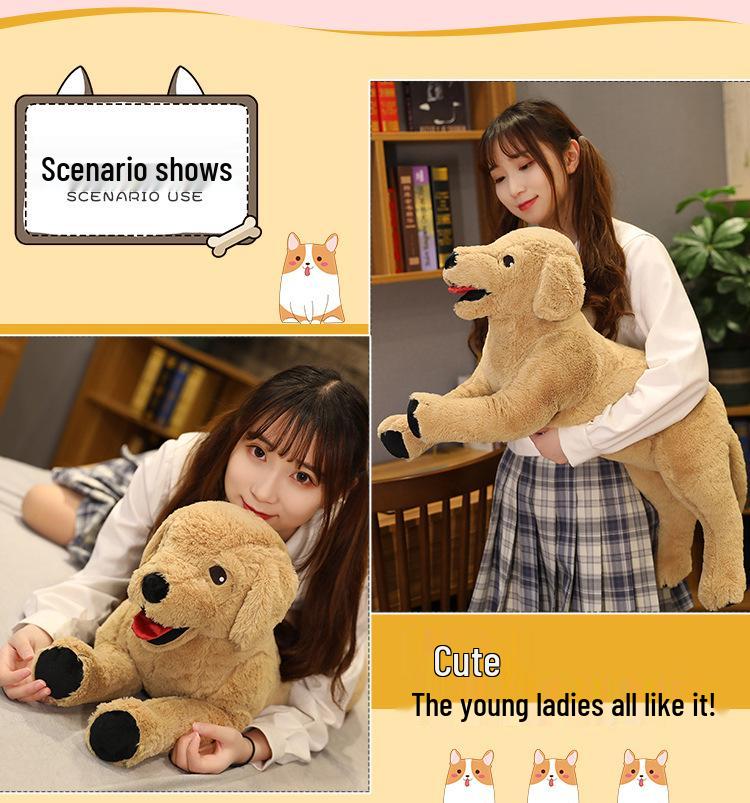 Large Yellow Labrador Puppy Plush Toy - Golden Retriever Doll for Children