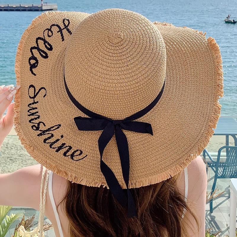 Summer Washable Folding Hat Women's Large Brim Sunscreen Sun Hat Women's Vacation Large Edge Cool Hat