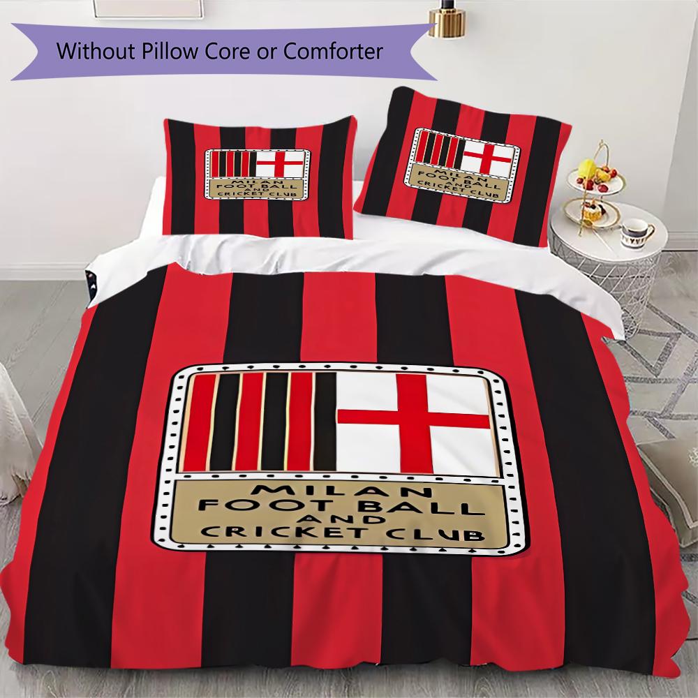 Pościel AC Milan Wzór Kołdra Poszewka na poduszkę Dekoracja domu Prezent urodzinowy (1 * poszwa na kołdrę + 2 * poszewki na poduszki bez rdzenia)05