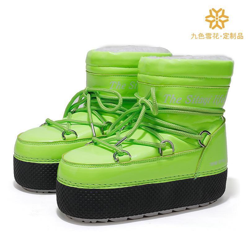 Nine-color snowflake custom parent-child space boots travel skiing moon sneakers medium tube waterproof, warm and cold-resistant snow boots