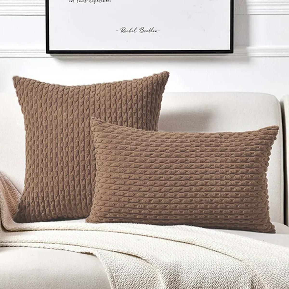 30/40/45/50/55cm Effen Kleur Grote Ribcorduroy Decoratieve Kussensloop Kussenhoes Zacht Plaid Kussensloop Bank Sofa Bed 50x50cm