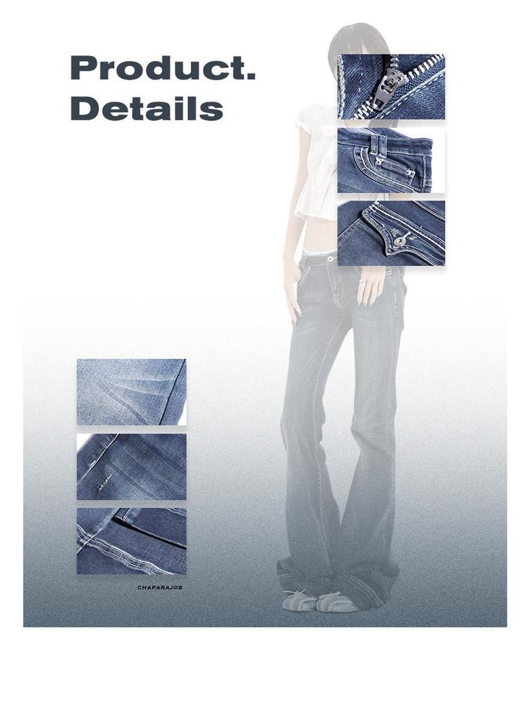 Spicy Girl Low-Waist Micro-Flare Bell Bottom Jeans - Summer 2025 Slim-Fit Stretchy Pants for Women
