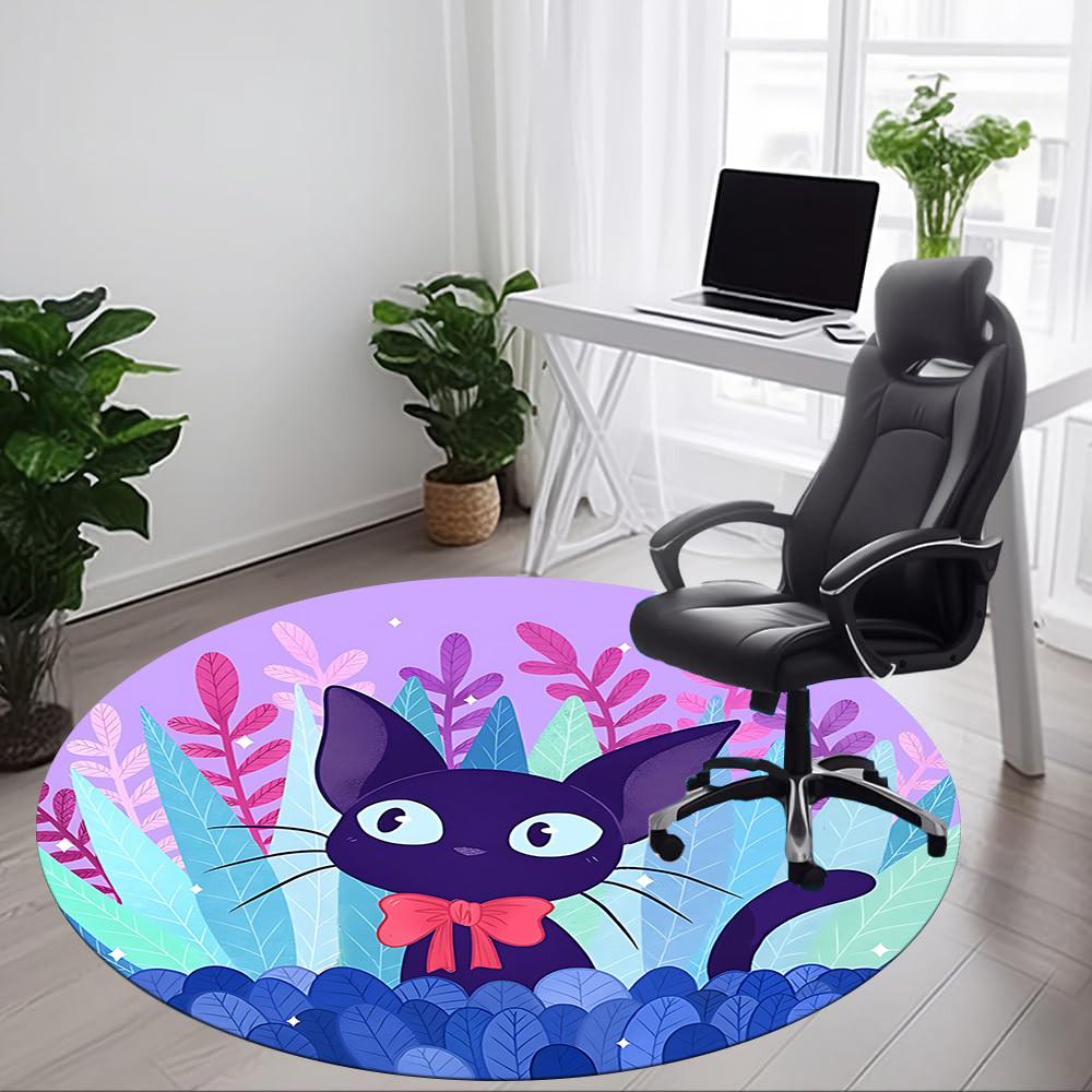 1pc Cat Garden Office Round Area Rug, Mat Suitable For Office, Under Office Chairs Bedroom Living Room Home Decor, Room Deco