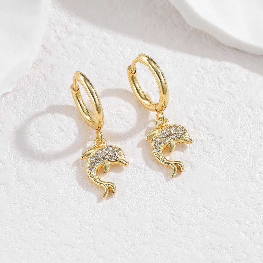 Atoztide Trendy Shiny Zircon Ocean Series Pendant Earring Women Stainless Steel Gold Color Multiple Styles Earring Jewelry Gift