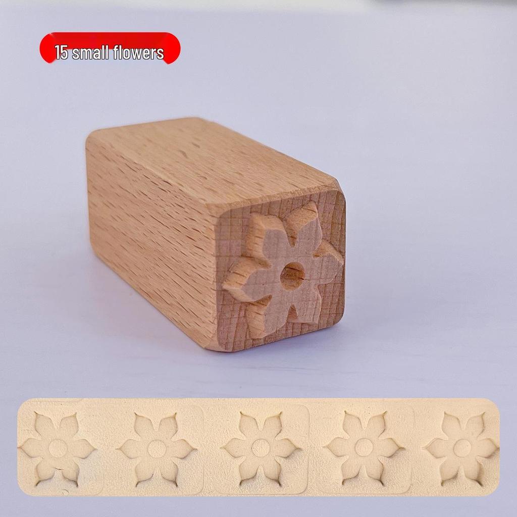 16-Piece Handcrafted Solid Wood Stamps for Clay Sculpting and Cartoon Mooncake Textures
