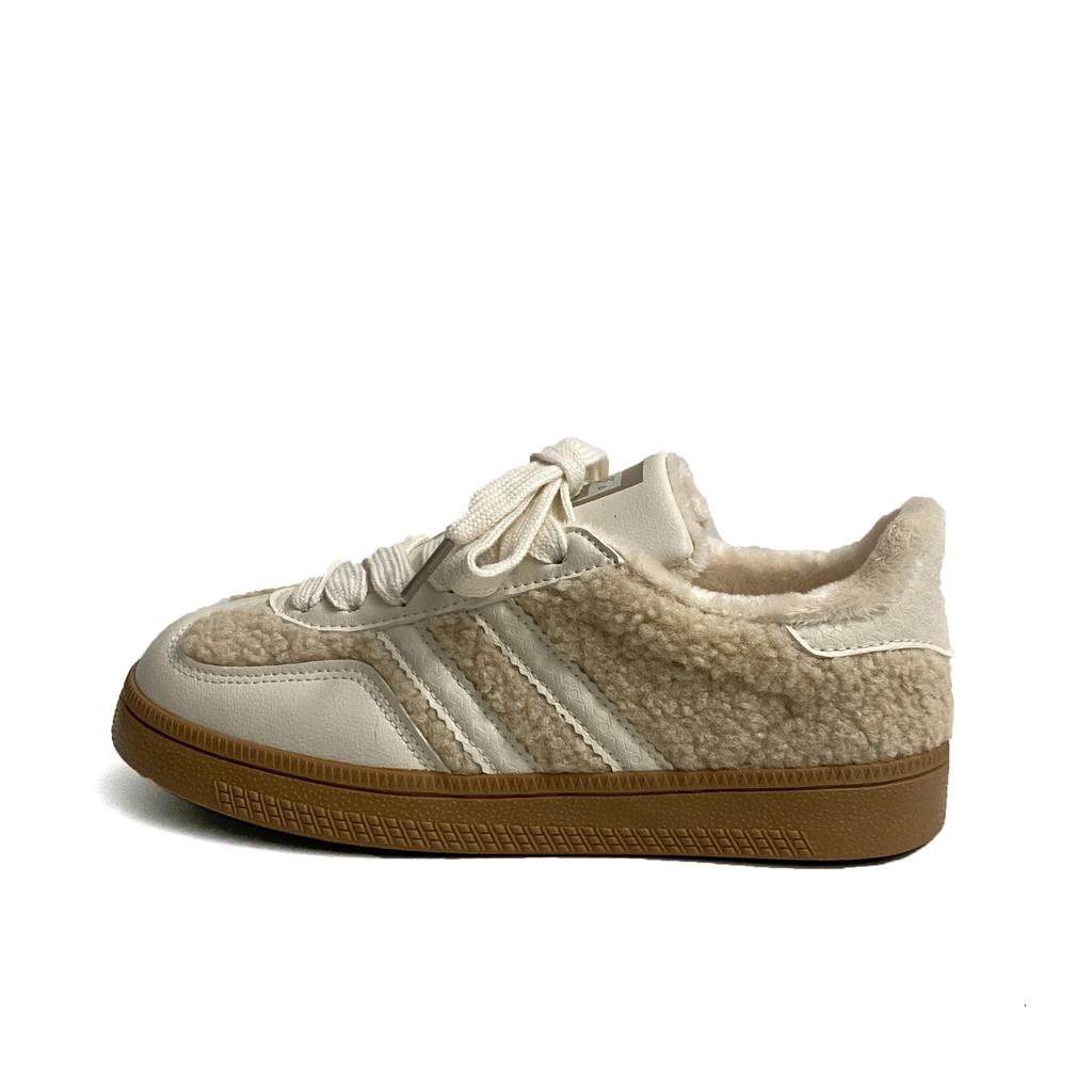 Dexun shoes women's winter velvet little white shoes versatile soft-soled running shoes casual sports shoes flat 5097M