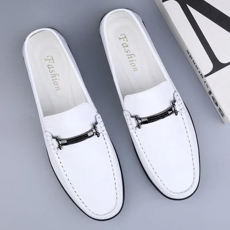 Fashion Luxury Mens Genuine Leather Shoes New Casual Shoes Men Blue Business Men Slip-on Shoes All-Match Loafers Handmade Driving Flats