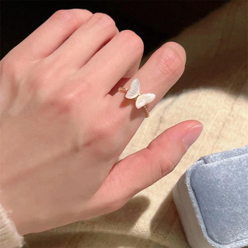 Colored Zircon Butterfly Ring Open Ring Versatile Exquisite Jewelry