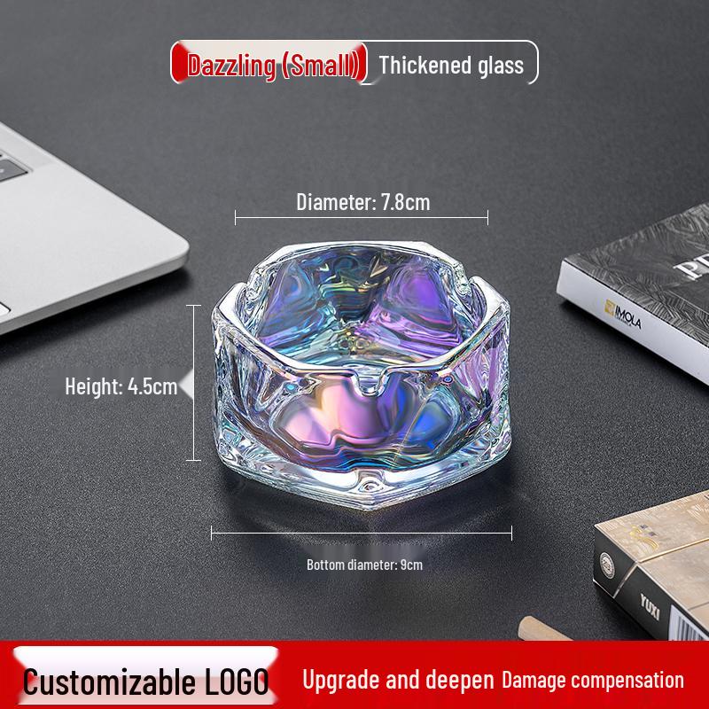 Crystal Glass Ashtray: Elegant, Fly-Repellent Design for Home or Office