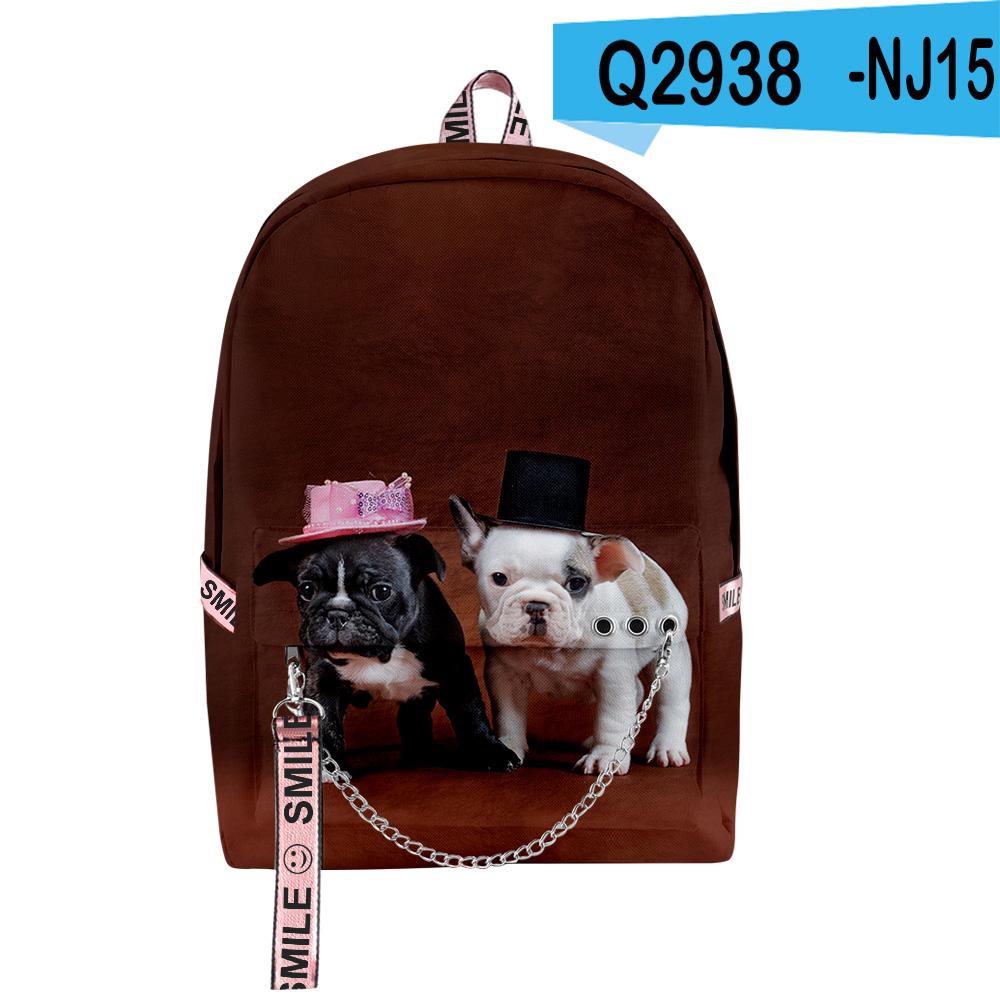 Classic Novelty Lovely French Bulldog School Bags Unisex 3D Print Oxford Waterproof Notebook multifunction Travel Backpacks