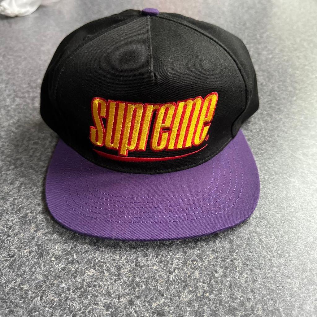 Used Supreme Snapback Cap Black Purple
