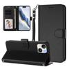 For iPhone 15 Leather Case Wallet Stand Phone Cover with Wrist Strap