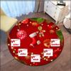 Merry Christmas Snowflake and Christmas Santa Claus Soft Shaggy Round Area Rug Living Room Bedroom Non-slip Floor Mat