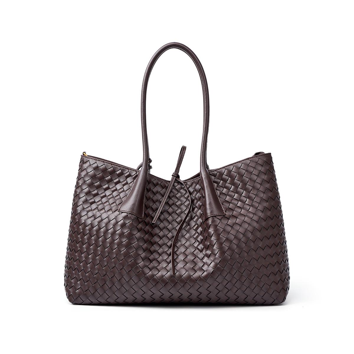 Portable handmade vegetable basket cowhide woven