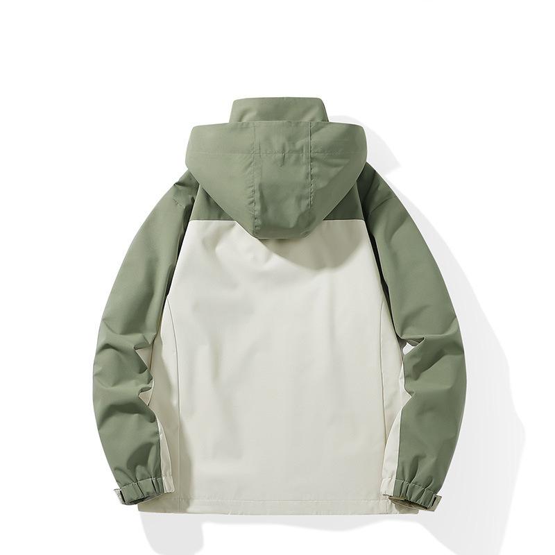 Jacket Men's Vintage Color Matching Windproof Waterproof Jacket Men's and Women's Outdoor Hooded Jacket