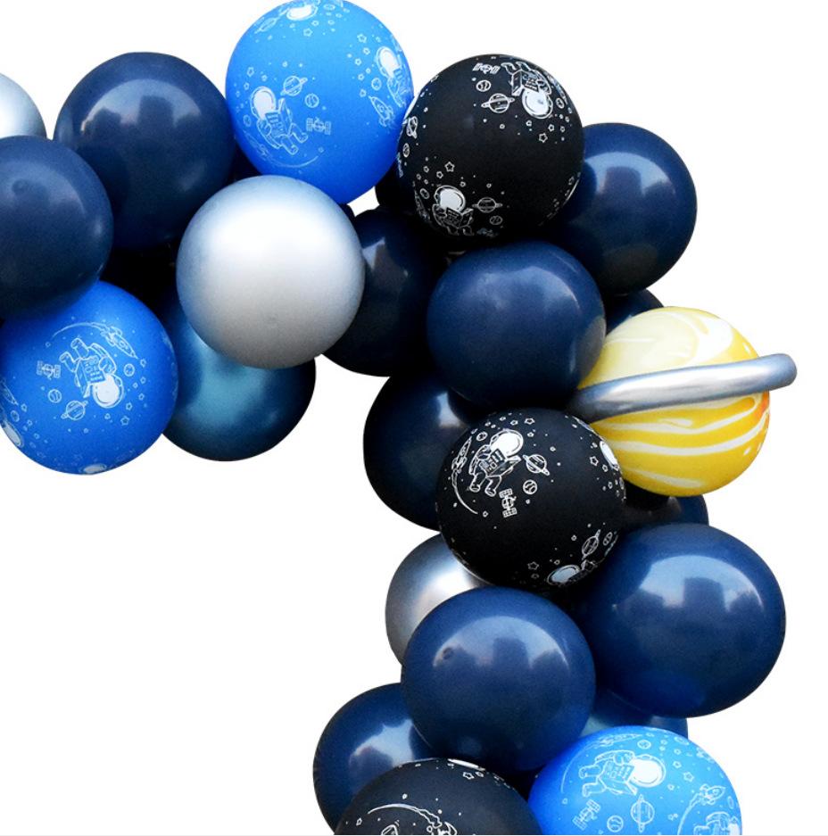Astronaut-Themed Children'S Birthday Set Package, Starry Sky Series Rocket Aluminum Film Balloon Activity Decoration Arrangement