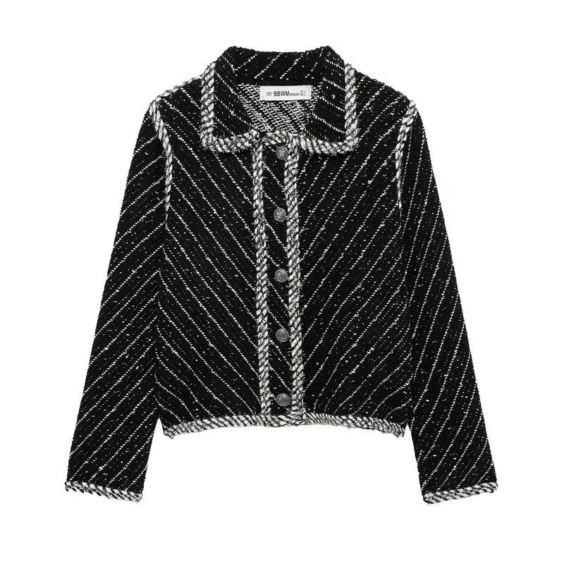 Kaslead New Arrival Women's Clothing Fashion Style Patchwork Lapel Knitting Jacket with Skirt 9874114 9874116