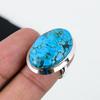 Natural Tibetan Turquoise Adjustable 925 Sterling Silver Ring - Fits US Sizes 6 To 11 - Handmade Boho Jewelry for Women & Men, Wadding Gifts