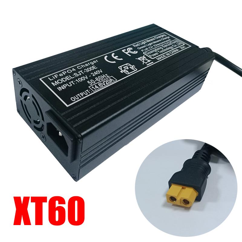12V 20A Lifepo4 Charger For 14.6V/12.8V Lithium iron phosphate Battery Pack EU Plug XT60/XT90/Anderson/Alligator Clip/Copper Nose Interface XT60 чёрный