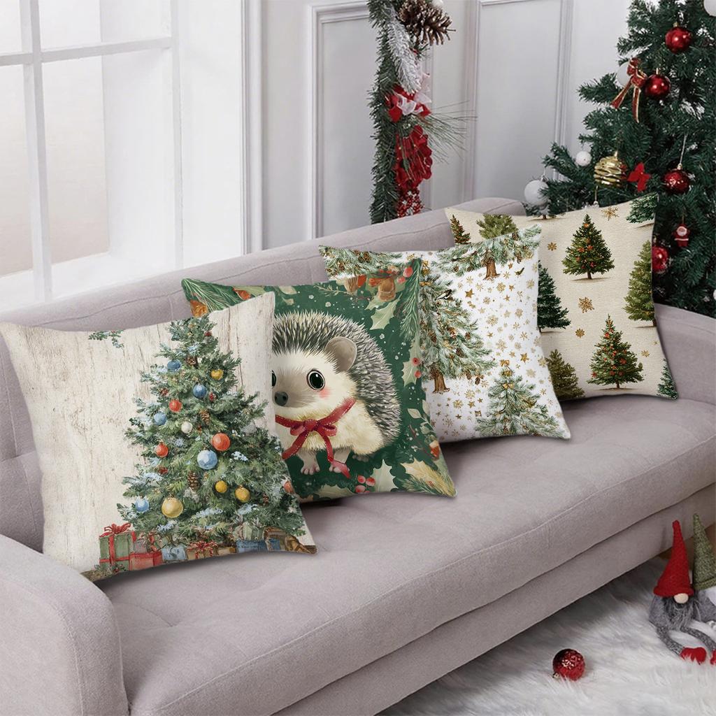 Weihnachtsbaum & Igel KissenbezügeGeeignet für Sofa Auto Schlafzimmer dekorativer Kissenbezug Kissenbezug