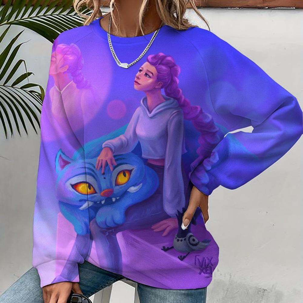 New Fashion Long Sleeve Round Neck Anime K-Pop Demon Hunters Printed Hoodie Sweatshirt Street Wear Women Sweatshirt Huntrix Kpop