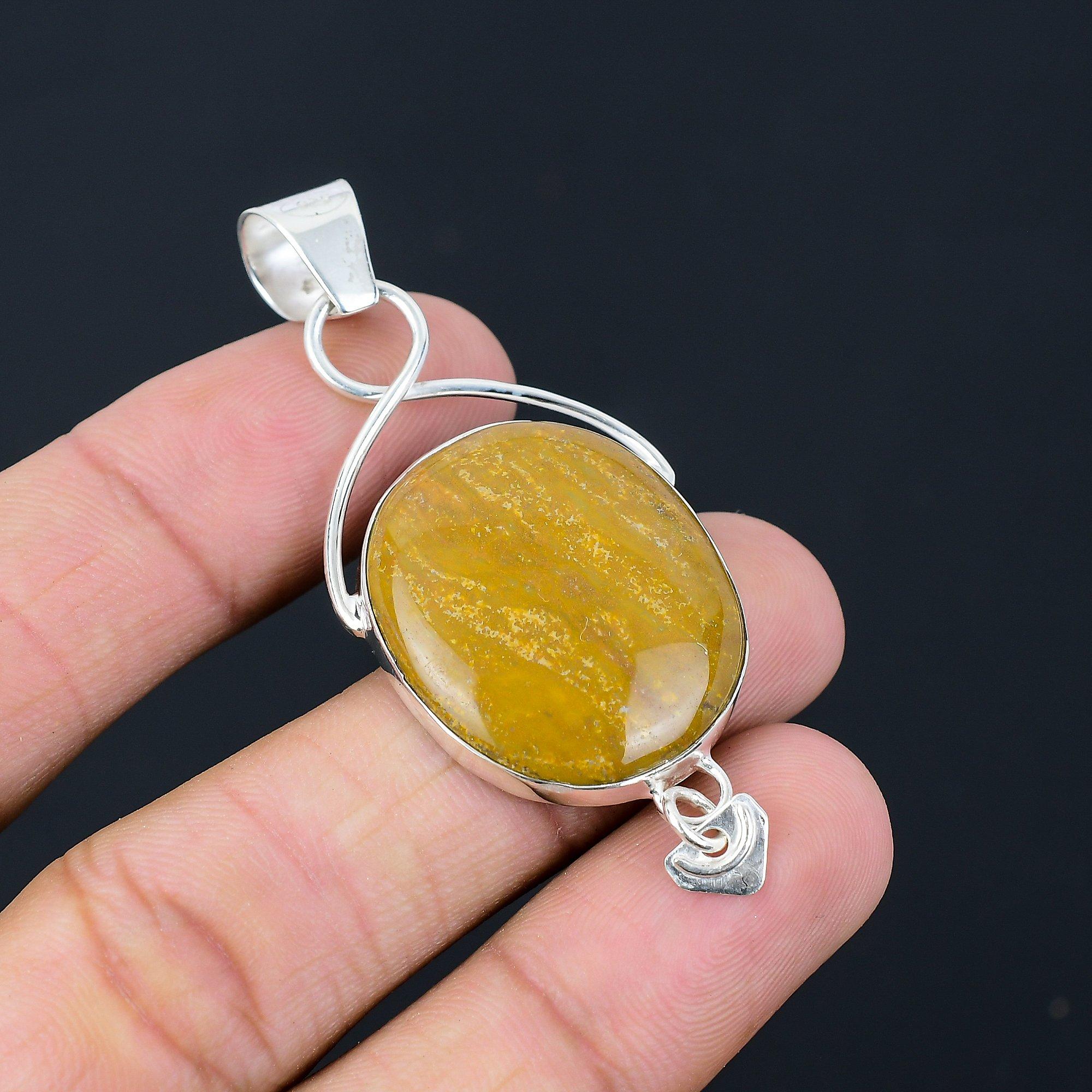 Sisters Day Sale Oval Natural Ocean Jasper 925 Sterling Silver Pendant Jewelry