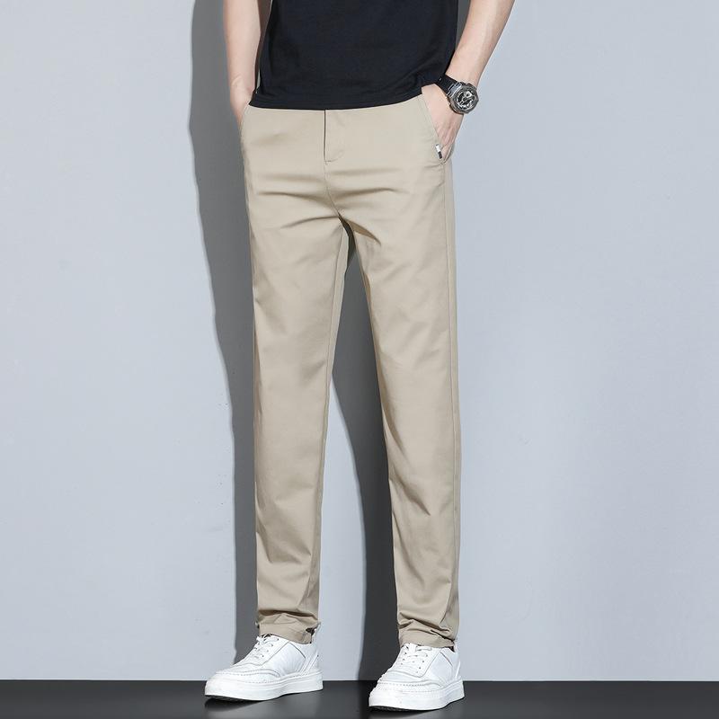 Spring and Summer Thin Men's Trousers Slim Straight-leg Casual Pants Solid Color Simple Slim Pants Men