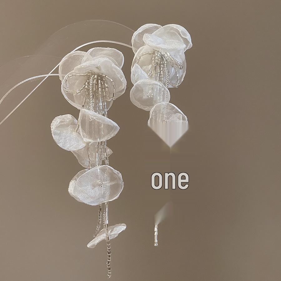 Silbernadel-Perlenquasten-Ohrringe: Retro-Blumendesign, Süße Persönlichkeit, High-End-Luxus-Ohrstecker für Damen