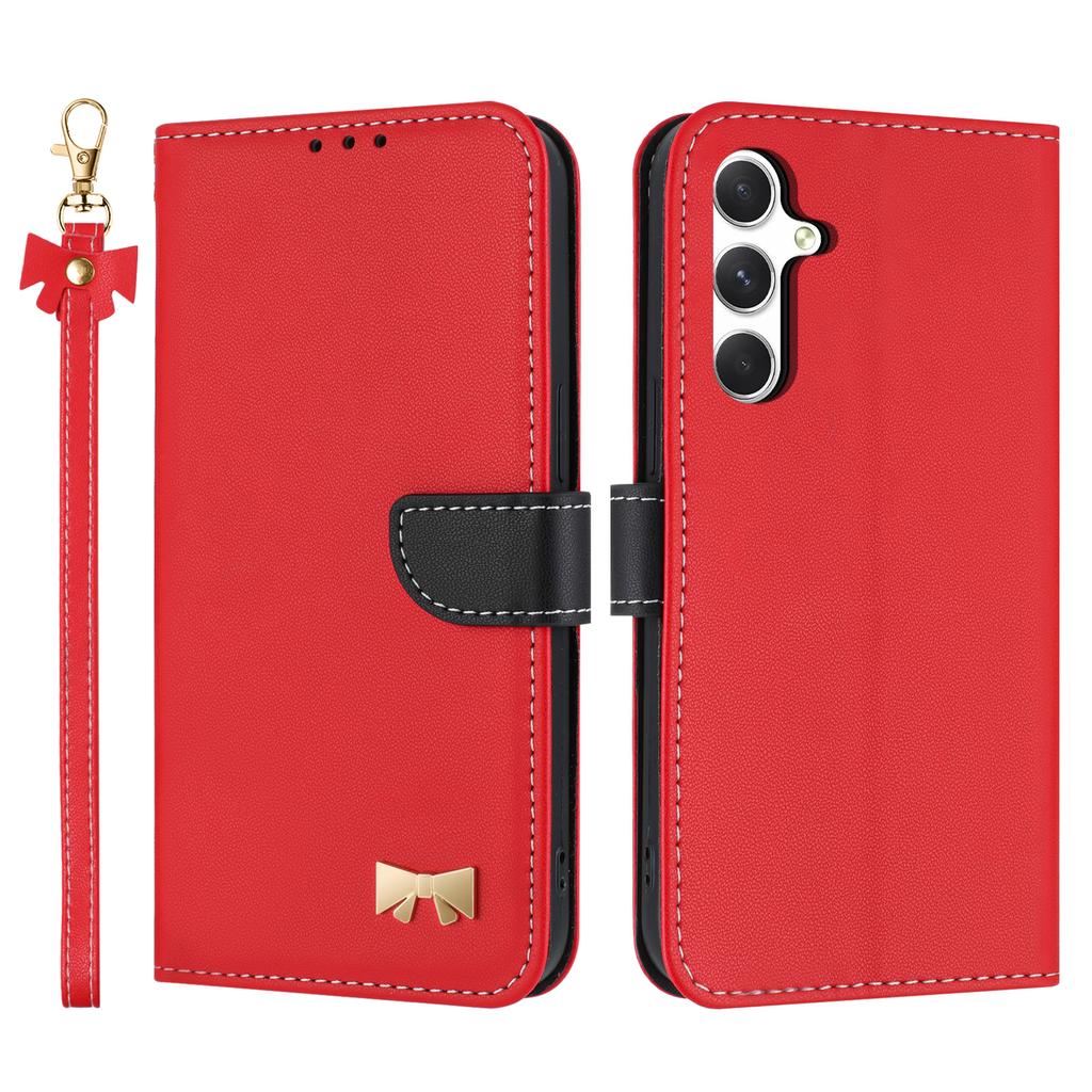 For Samsung Galaxy A17 5G/A26 5G Case Bowknot Decor Wallet Leather Phone Cover with Wrist Strap