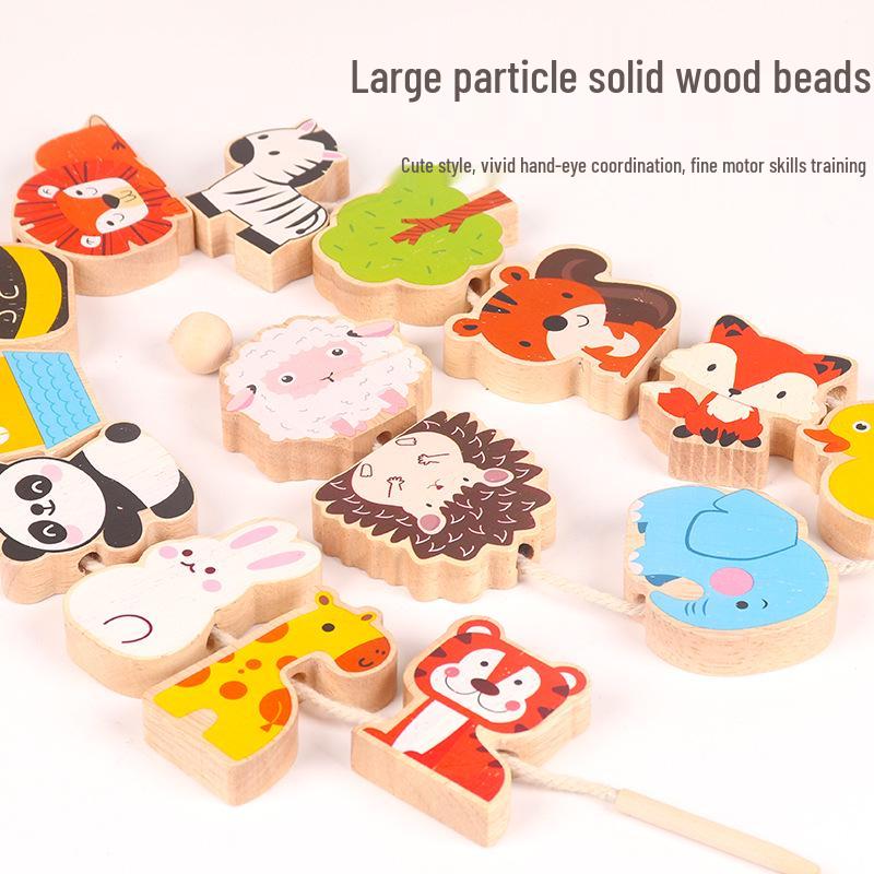 Wooden Cartoon Educational Balance Toy for Children: Creative Animal Beading for Parent-Child Interaction