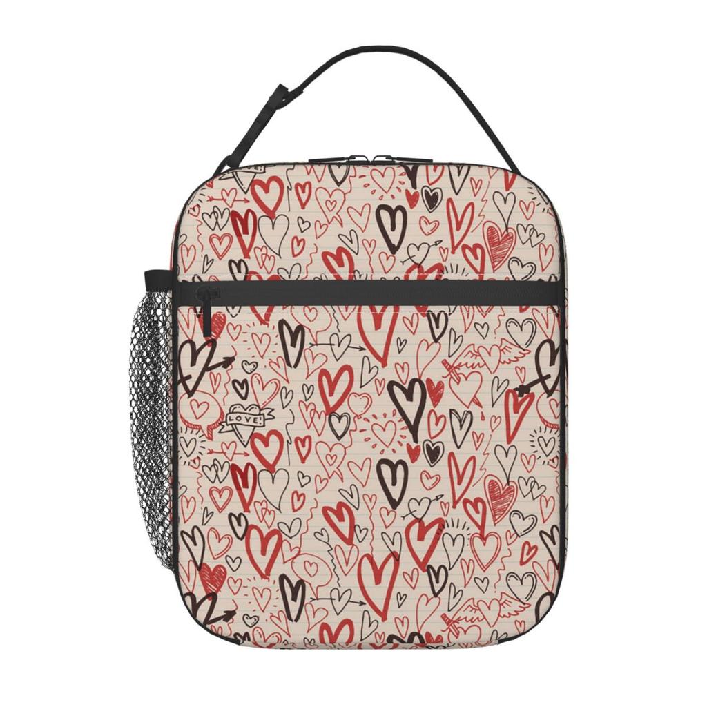 Love Pattern Insulated Lunch Bag for Kids School Cooler Thermal Food Box Tote Leakproof Lunch Boxes Container